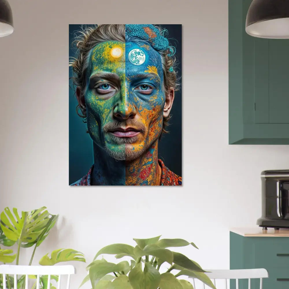 Colorful psychedelic portrait art displayed on Fine Art Poster Faces of the Wild Code PixiOnyx