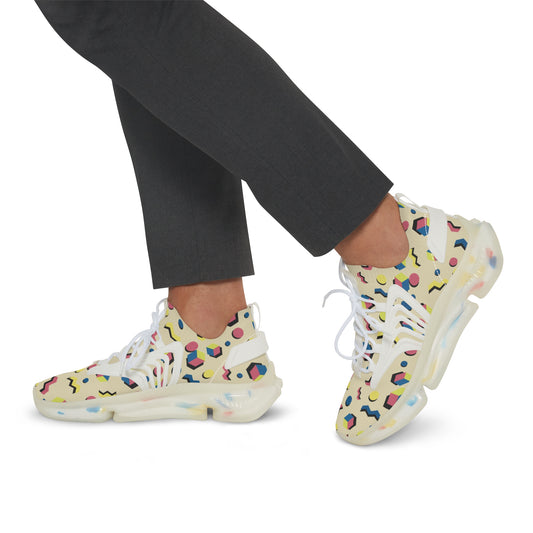 Men's Retro Geometric Mesh Sneakers — 90s Memphis Pattern Athletic Shoes