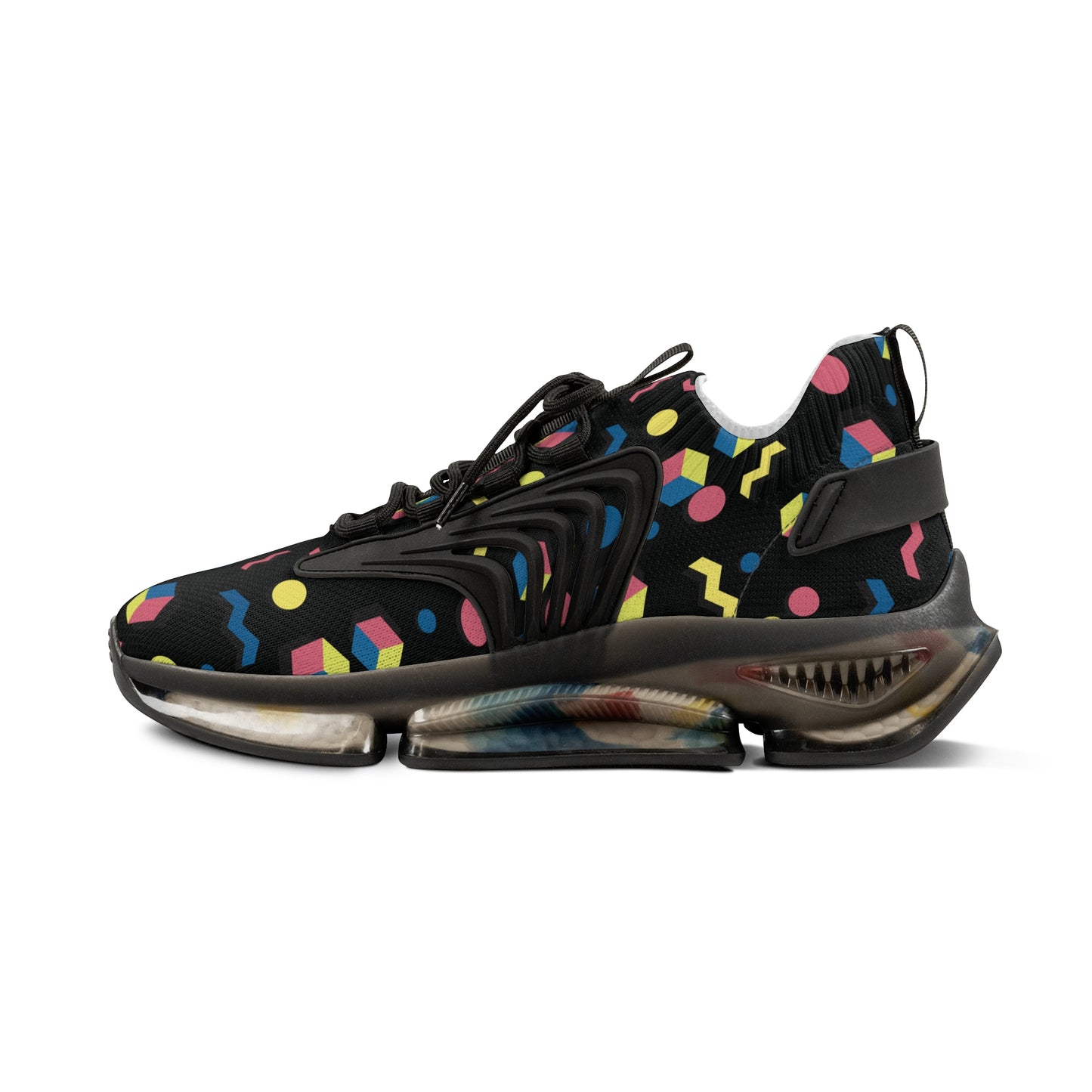 Men's Retro Geometric Mesh Sneakers — 90s Memphis Pattern Athletic Shoes