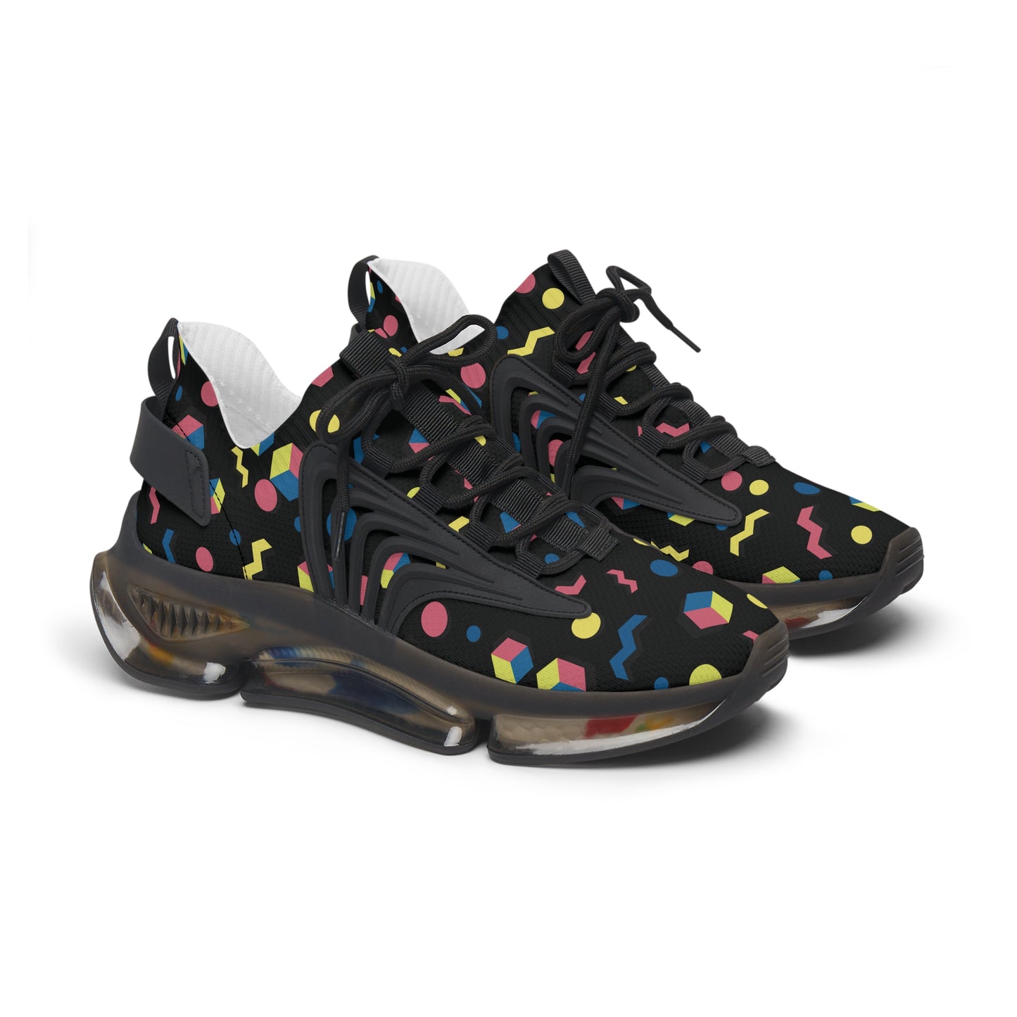 Women's Retro Geometric Mesh Sneakers — 90s Memphis Pattern Athletic Shoes