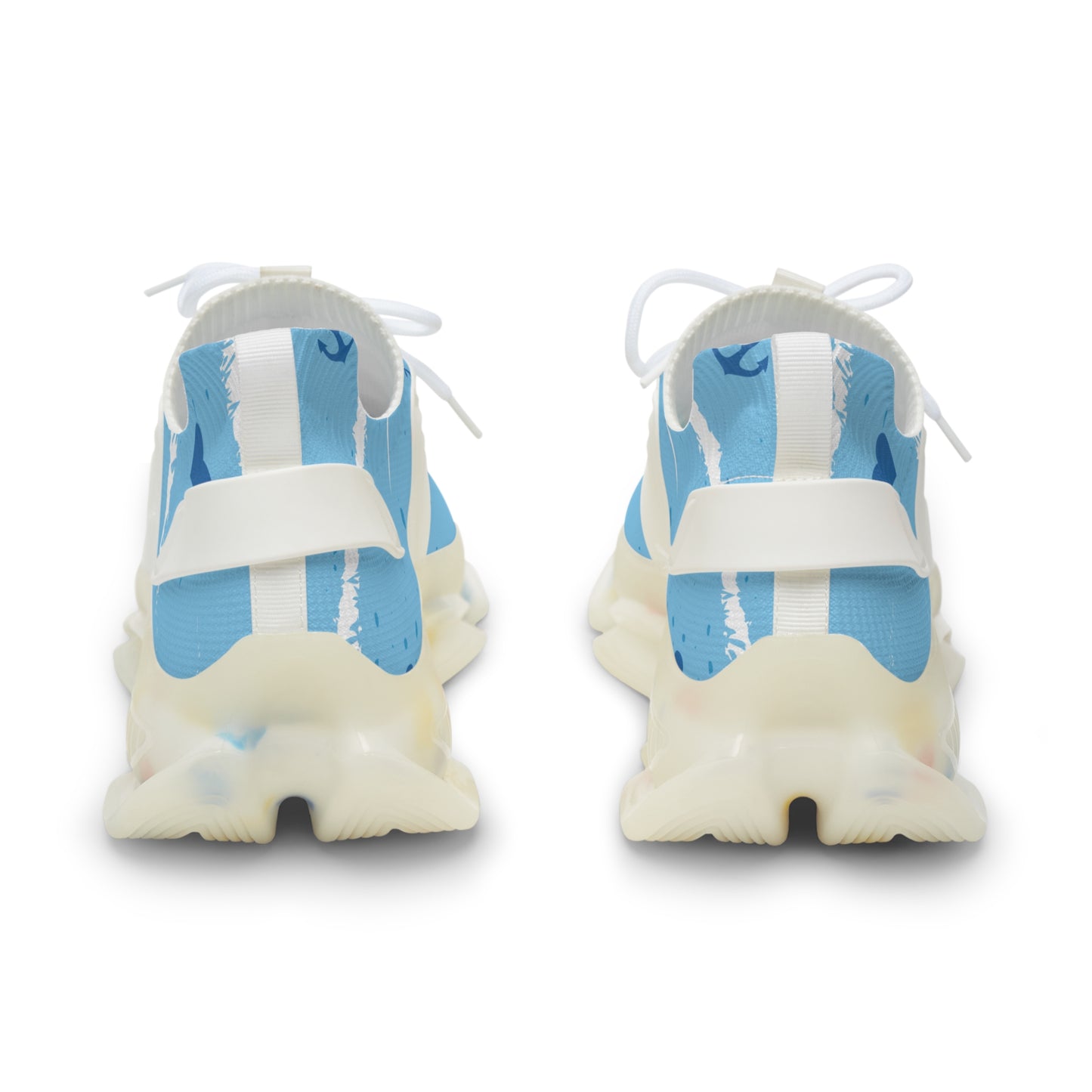 Men's Mesh Sneakers — Light Blue Nautical Anchor Athletic Shoes