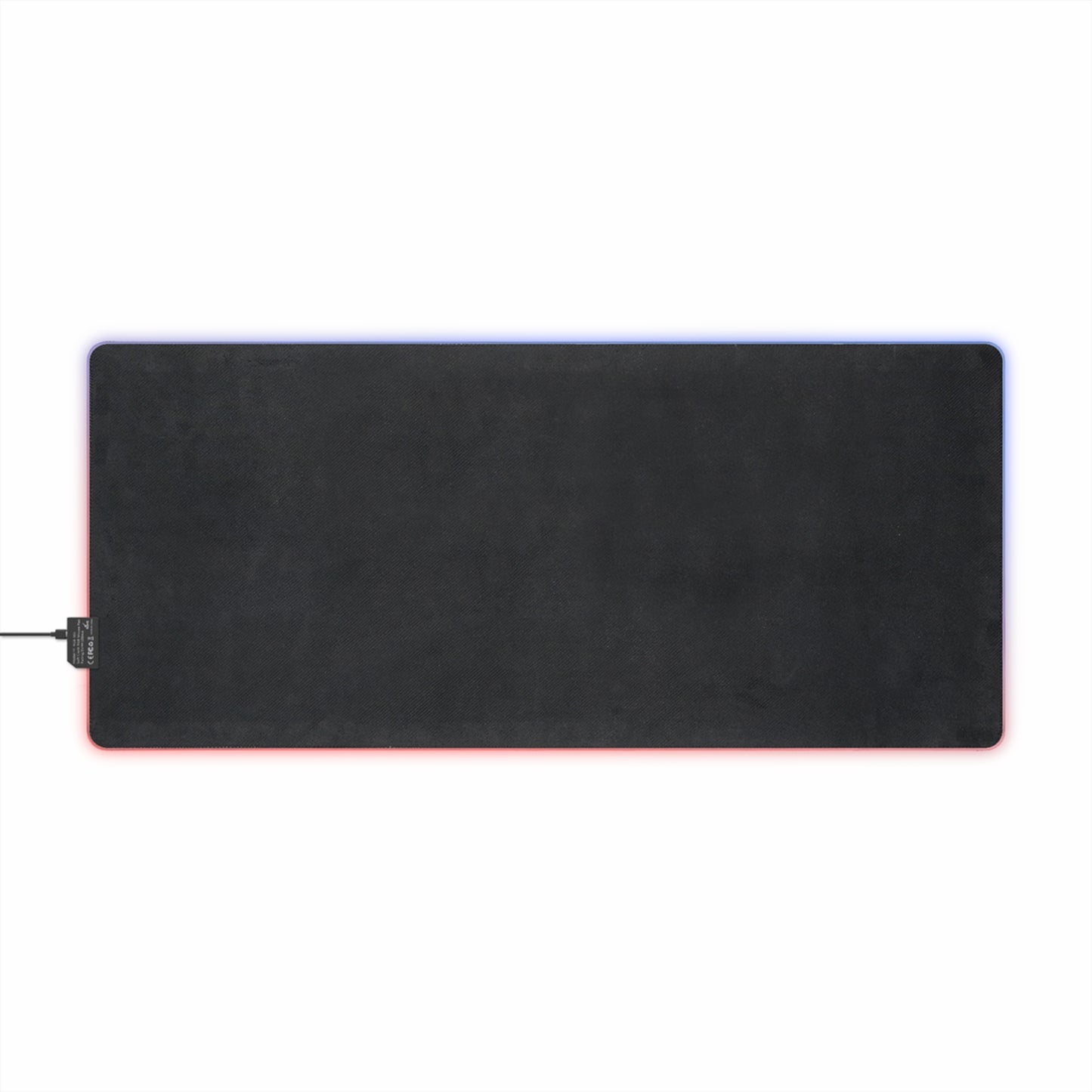 Rectangle black cloth gaming mouse pad with stitched edges and red underglow