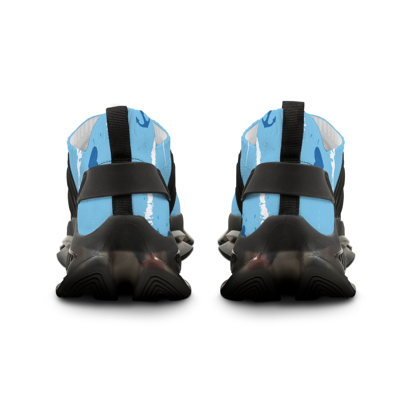 Men's Mesh Sneakers — Light Blue Nautical Anchor Athletic Shoes
