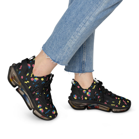 Women's Retro Geometric Mesh Sneakers — 90s Memphis Pattern Athletic Shoes