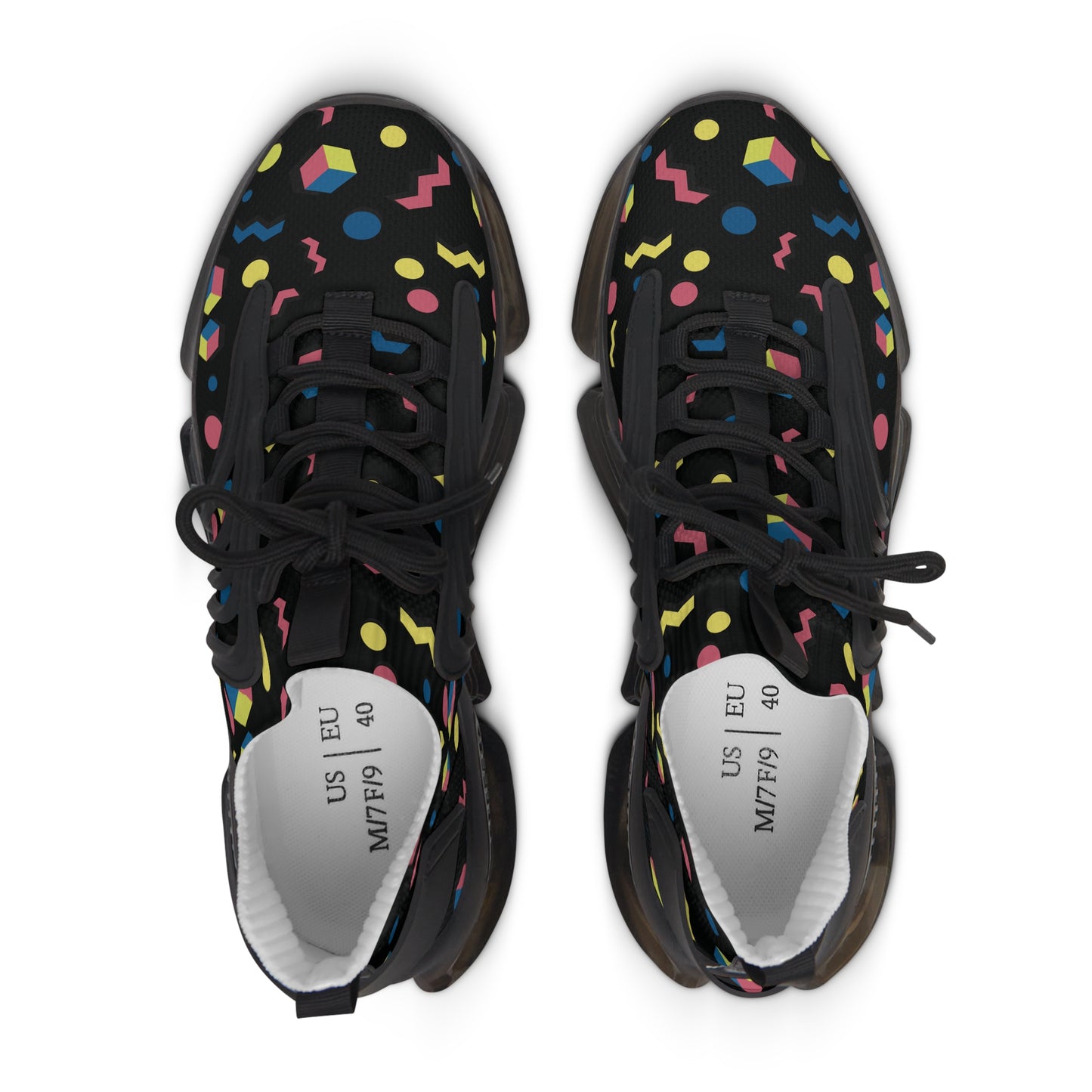 Women's Retro Geometric Mesh Sneakers — 90s Memphis Pattern Athletic Shoes