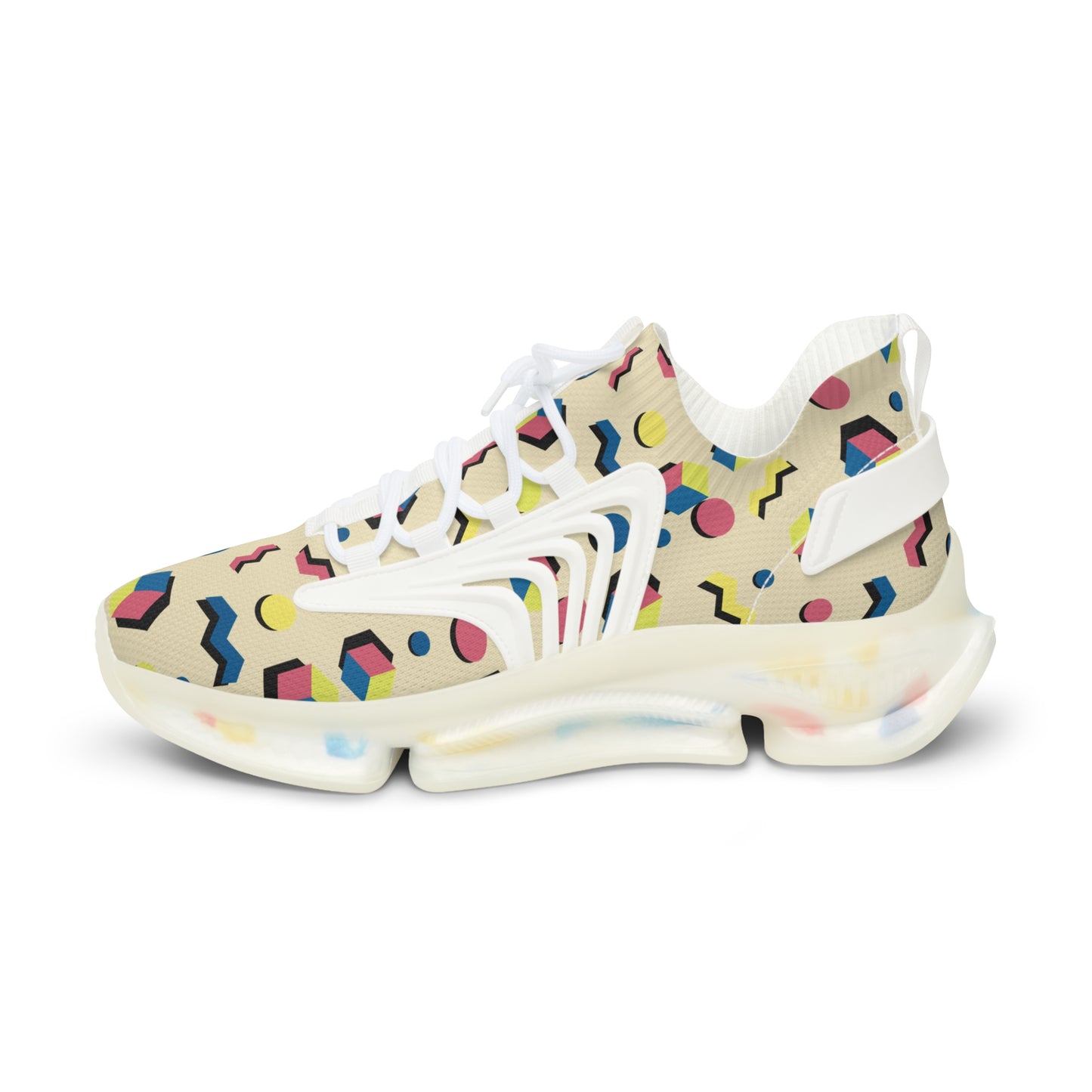 Men's Retro Geometric Mesh Sneakers — 90s Memphis Pattern Athletic Shoes