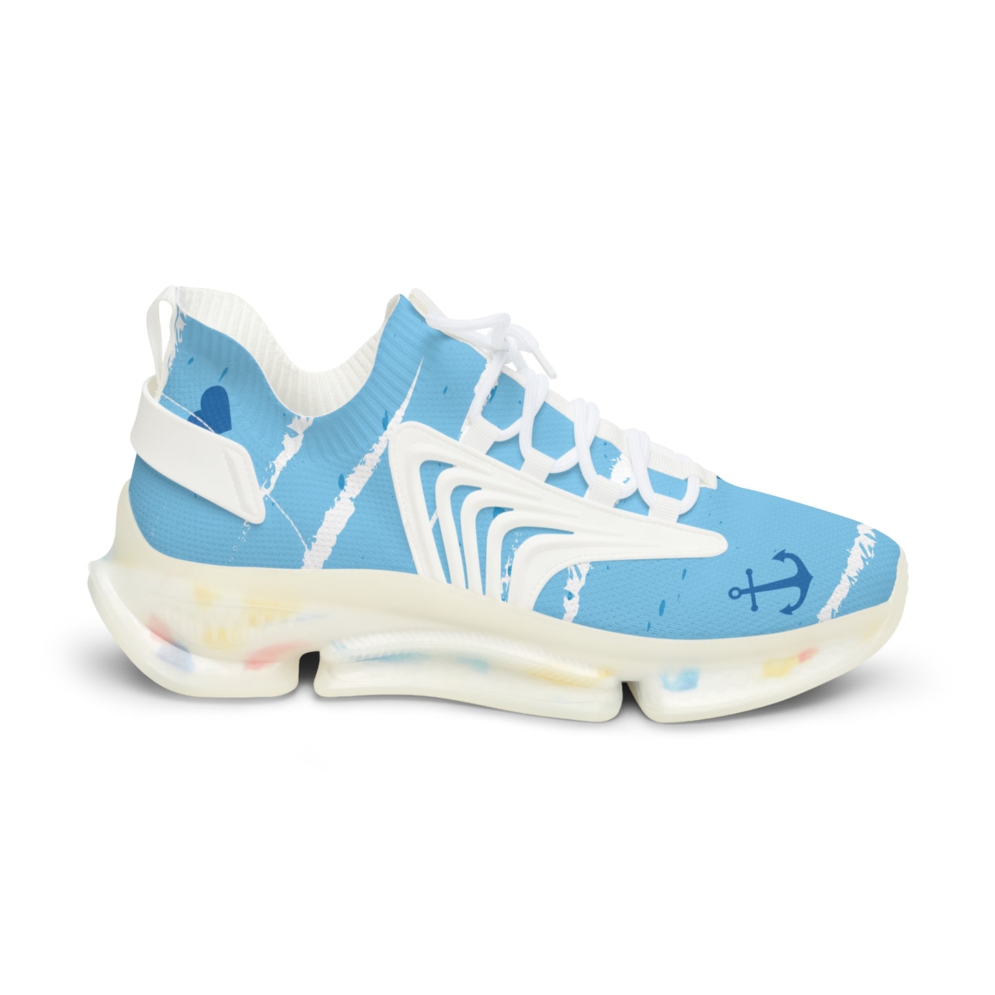 Men's Mesh Sneakers — Light Blue Nautical Anchor Athletic Shoes