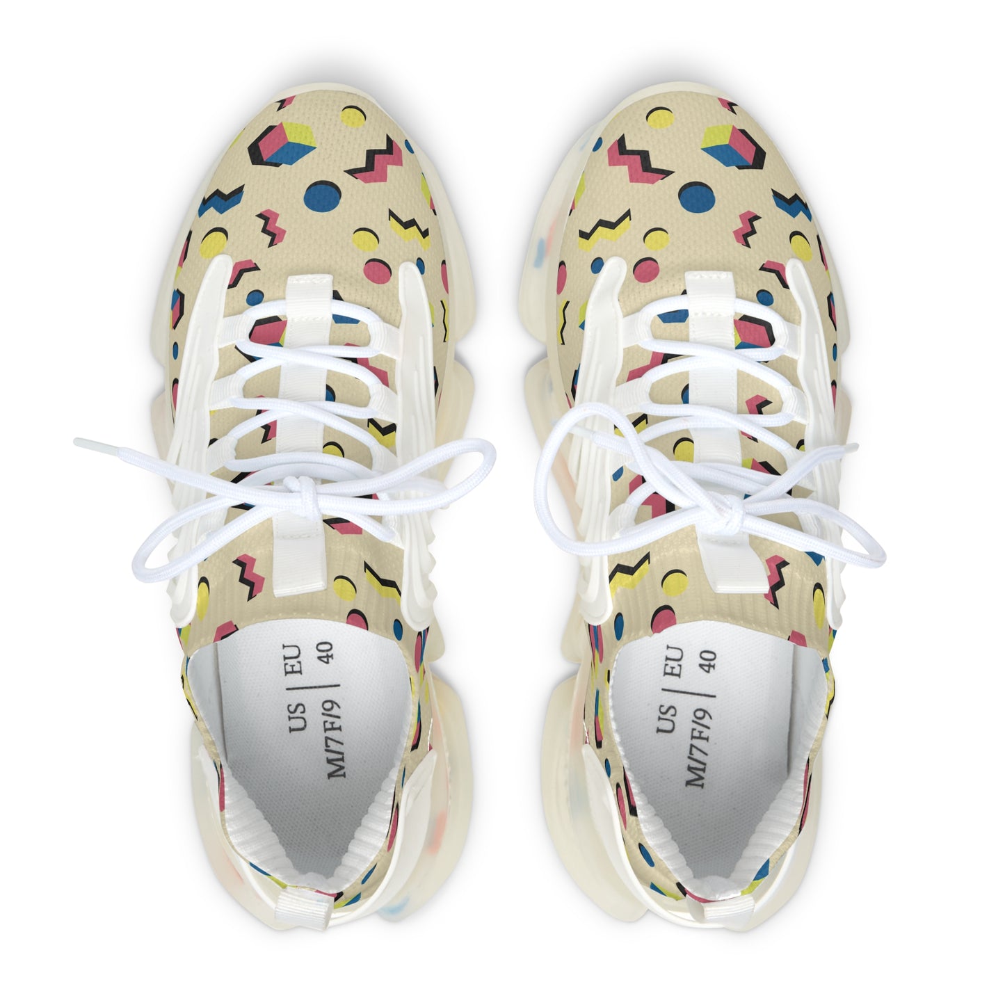 Women's Retro Geometric Mesh Sneakers — 90s Memphis Pattern Athletic Shoes
