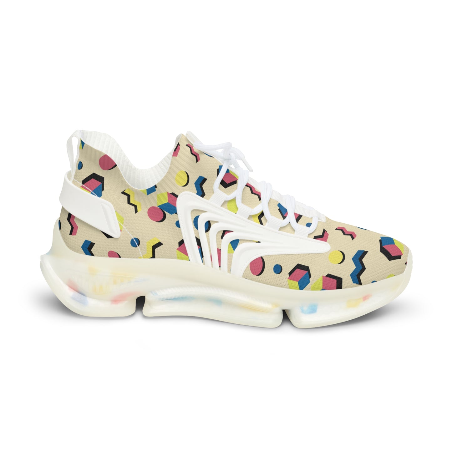 Men's Retro Geometric Mesh Sneakers — 90s Memphis Pattern Athletic Shoes