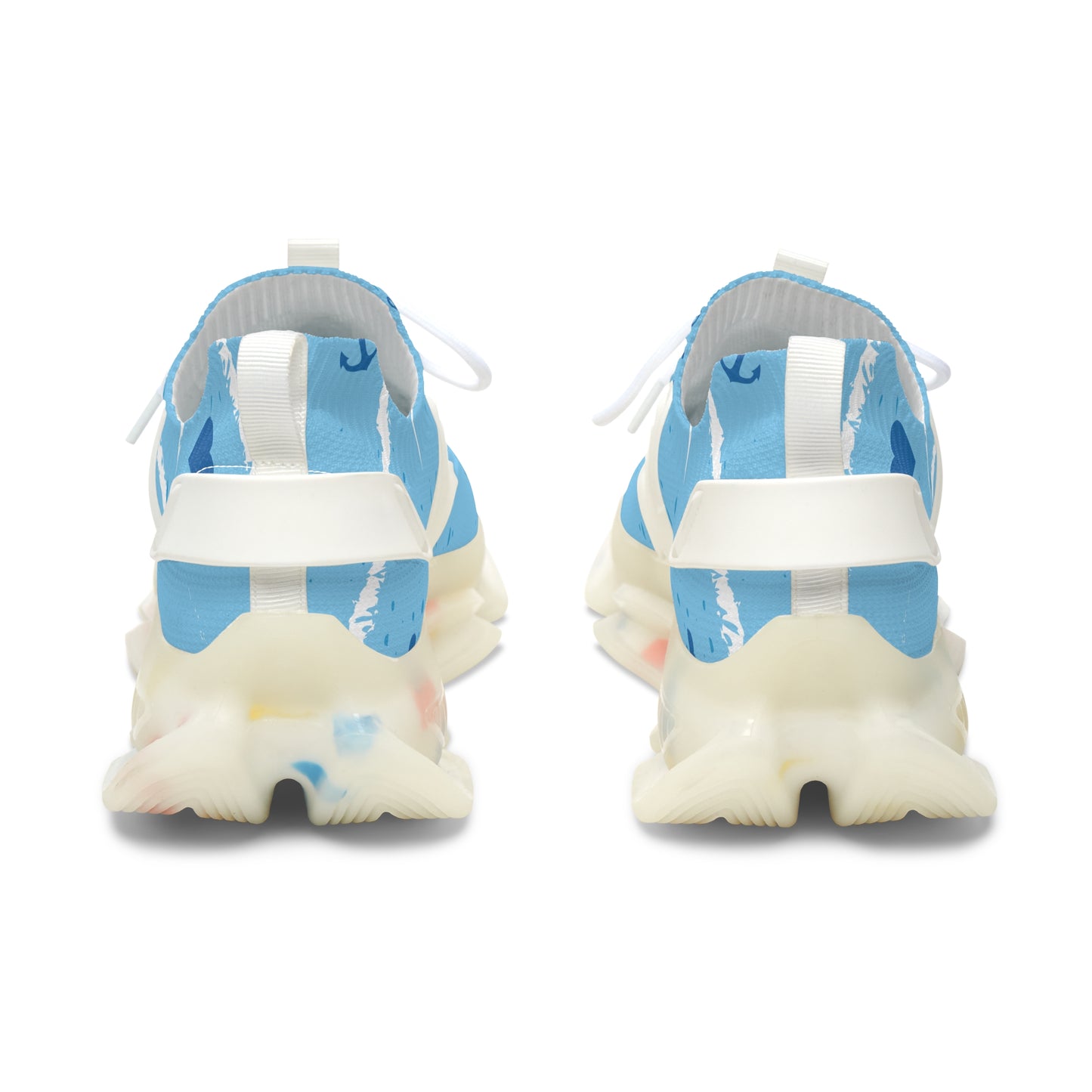 Women's Mesh Sneakers — Light Blue Nautical Anchor Athletic Shoes