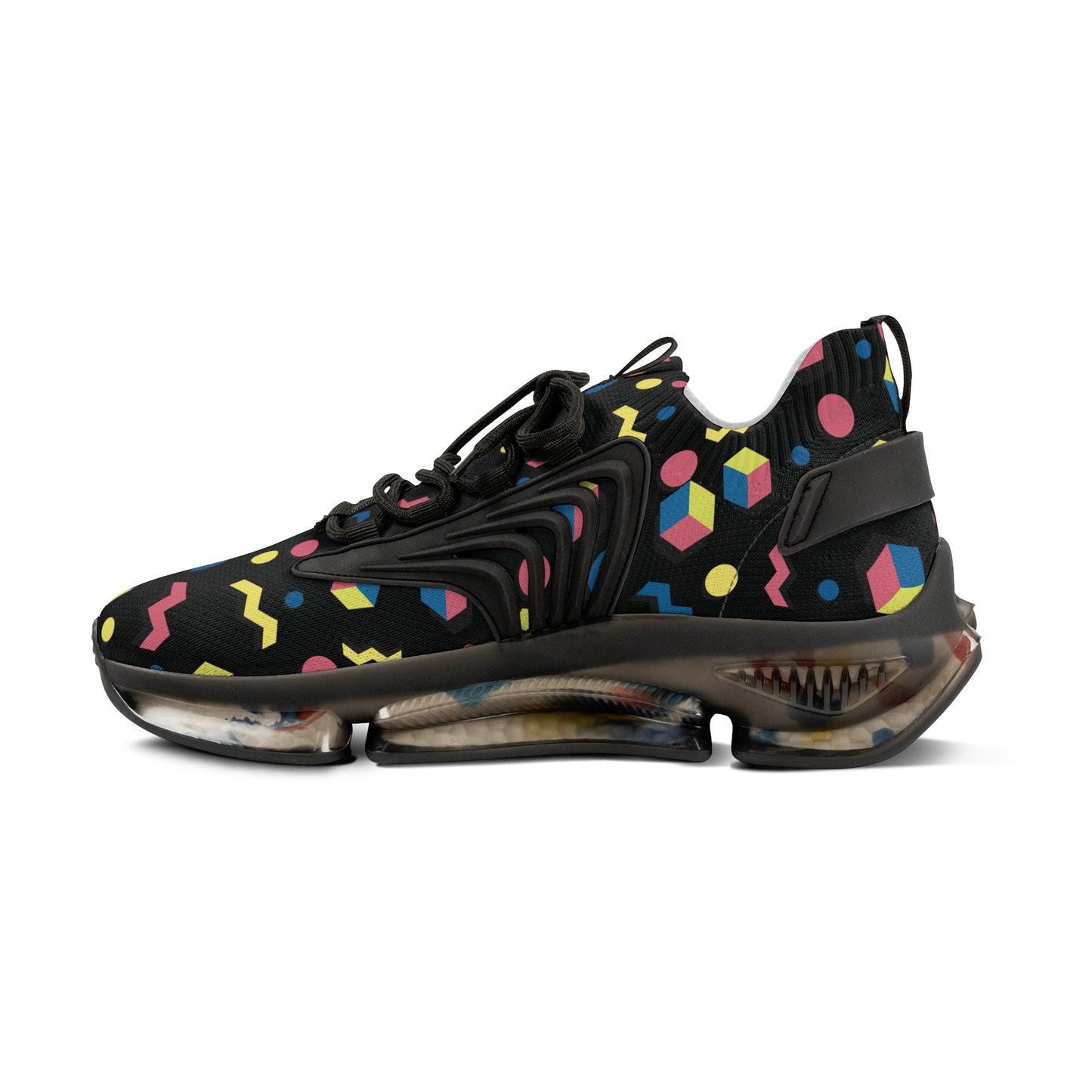 Men's Retro Geometric Mesh Sneakers — 90s Memphis Pattern Athletic Shoes