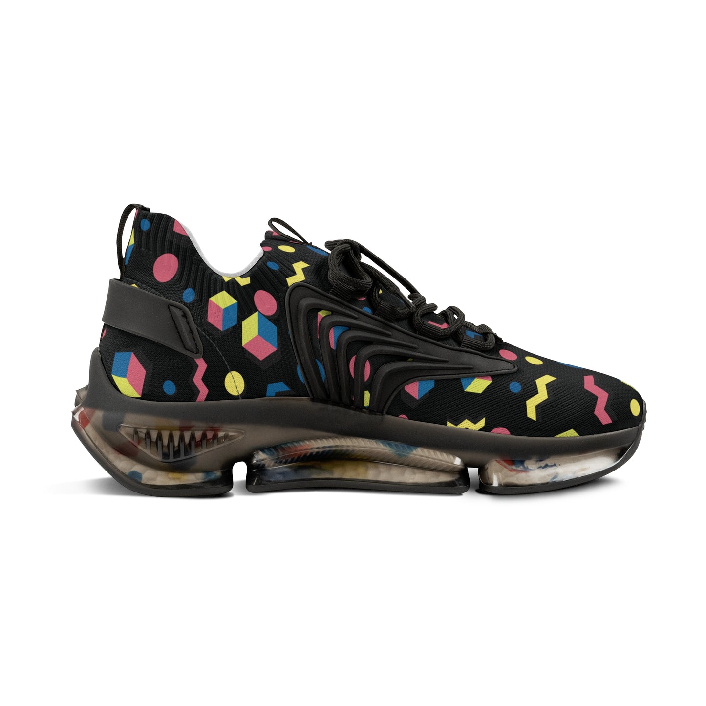 Men's Retro Geometric Mesh Sneakers — 90s Memphis Pattern Athletic Shoes
