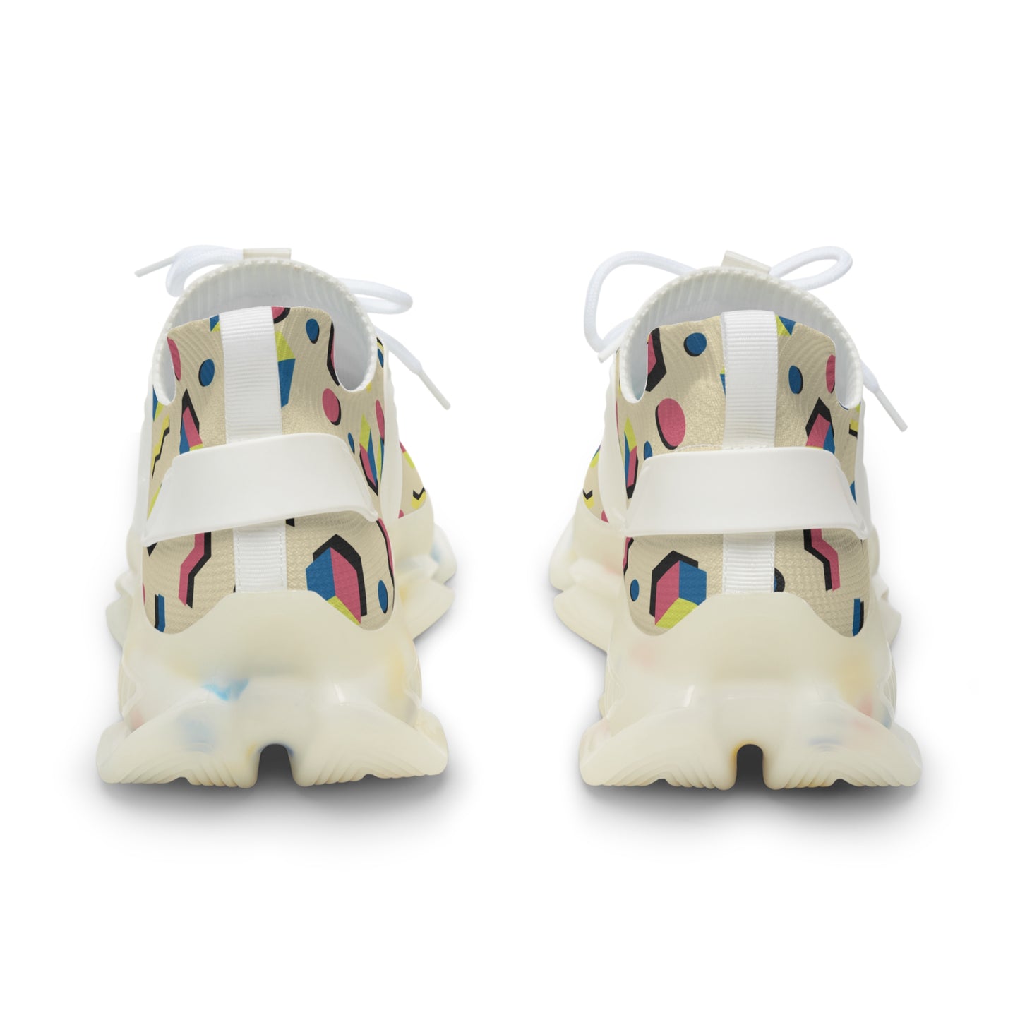 Men's Retro Geometric Mesh Sneakers — 90s Memphis Pattern Athletic Shoes
