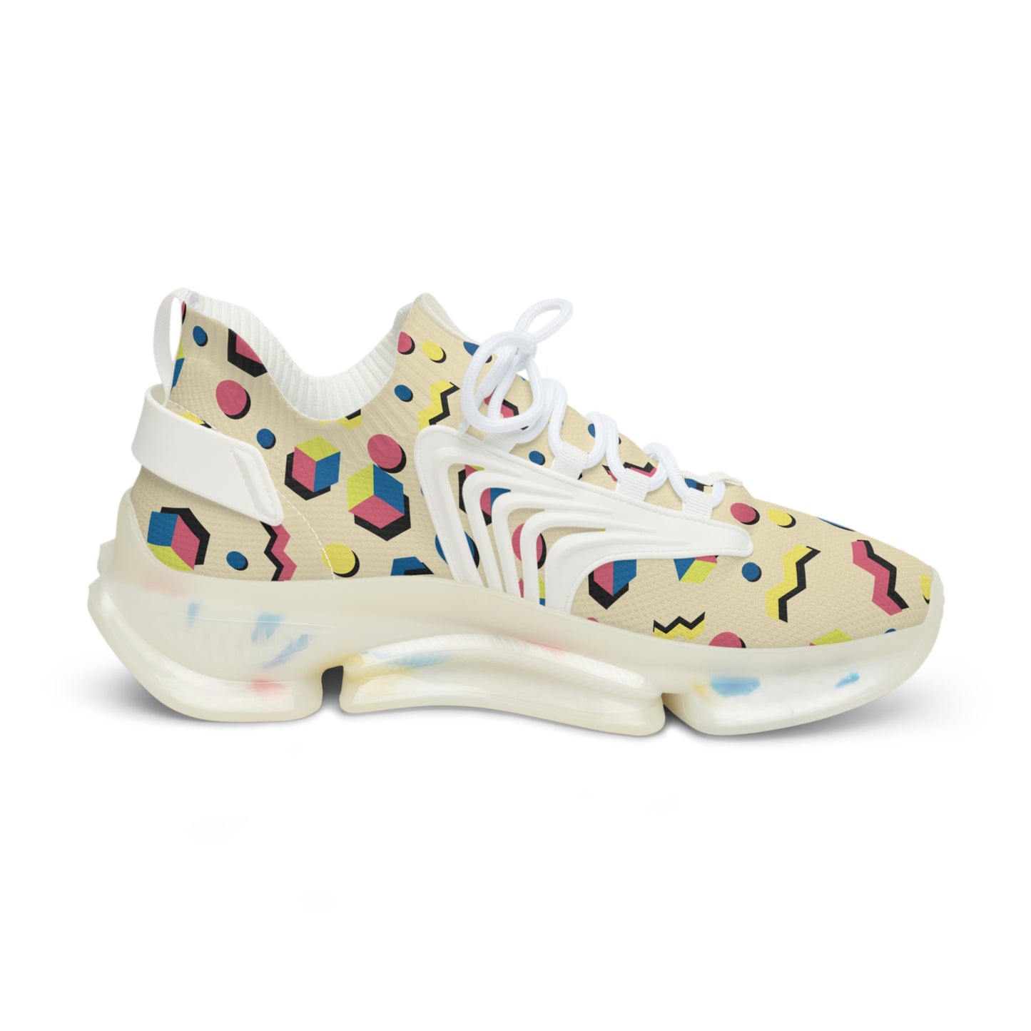 Men's Retro Geometric Mesh Sneakers — 90s Memphis Pattern Athletic Shoes