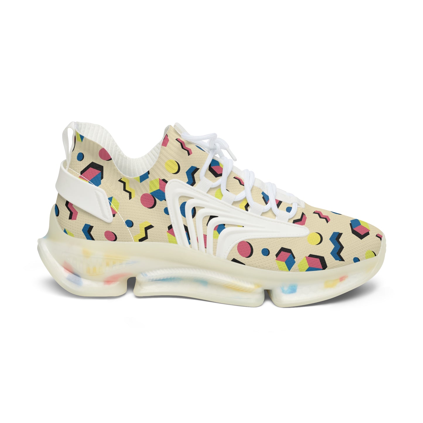 Women's Retro Geometric Mesh Sneakers — 90s Memphis Pattern Athletic Shoes