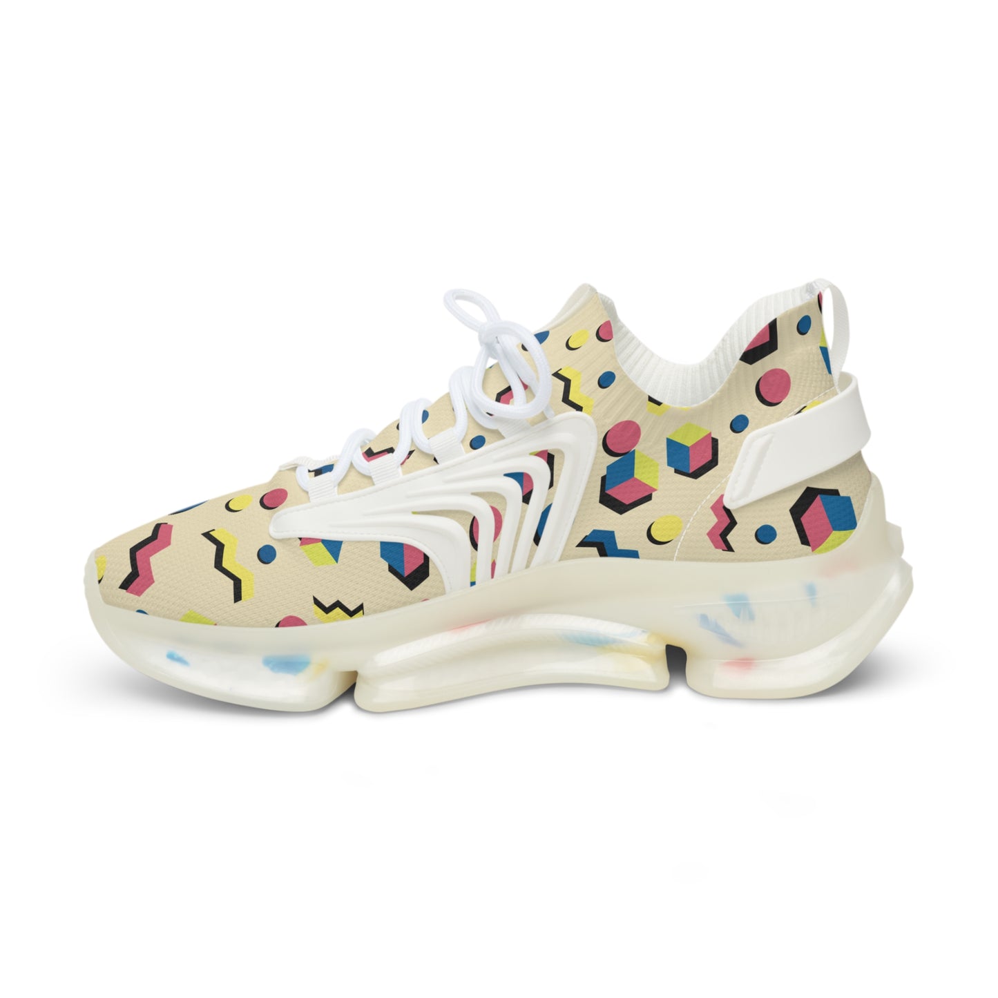 Men's Retro Geometric Mesh Sneakers — 90s Memphis Pattern Athletic Shoes