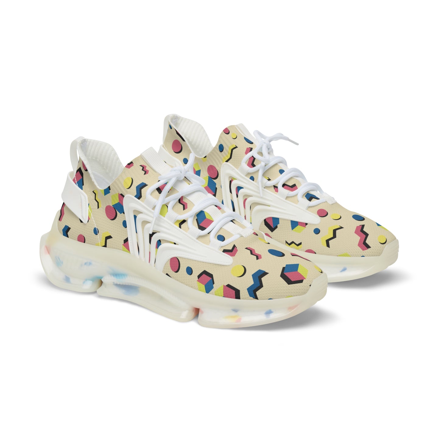 Men's Retro Geometric Mesh Sneakers — 90s Memphis Pattern Athletic Shoes