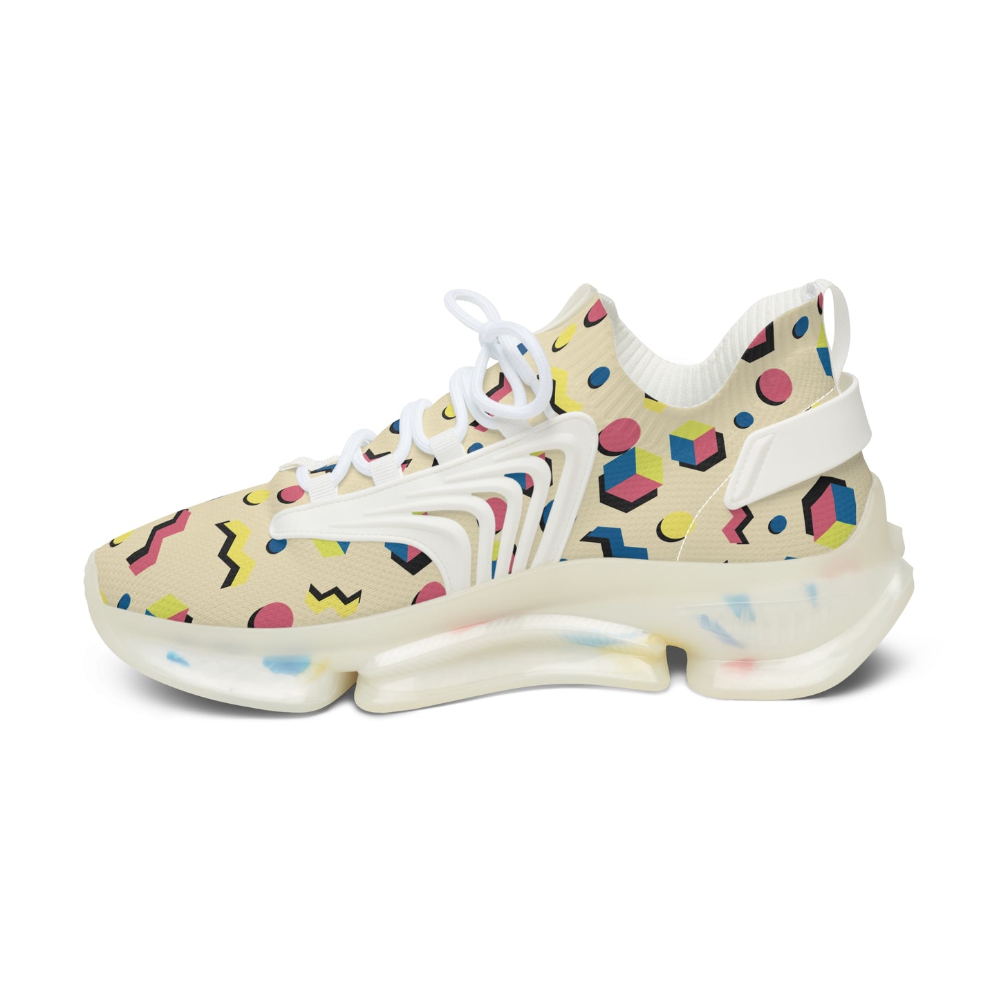 Women's Retro Geometric Mesh Sneakers — 90s Memphis Pattern Athletic Shoes