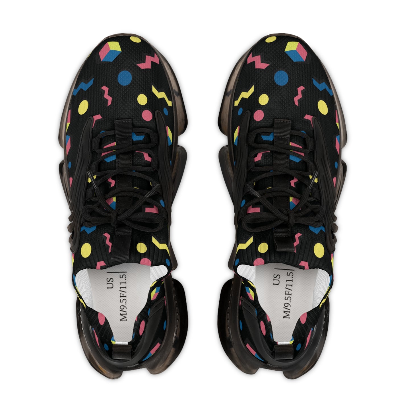 Men's Retro Geometric Mesh Sneakers — 90s Memphis Pattern Athletic Shoes