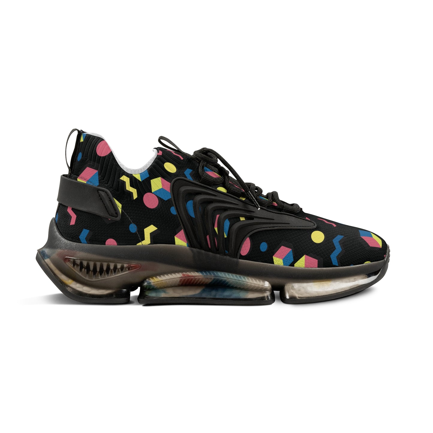 Men's Retro Geometric Mesh Sneakers — 90s Memphis Pattern Athletic Shoes