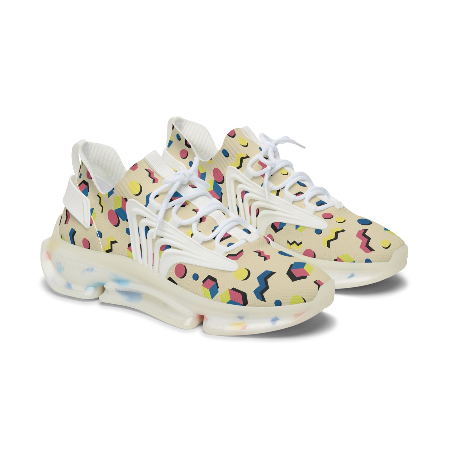 Women's Retro Geometric Mesh Sneakers — 90s Memphis Pattern Athletic Shoes