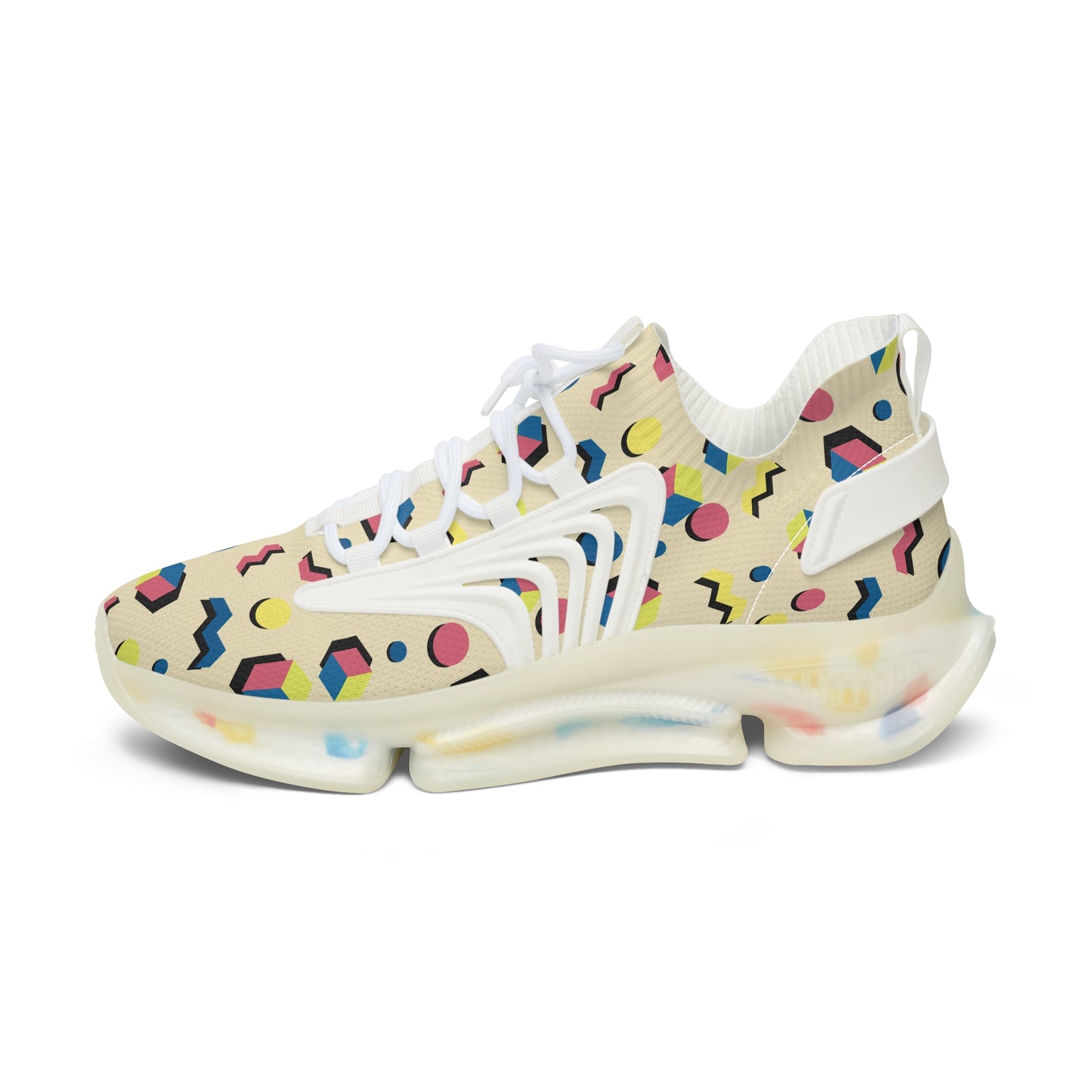 Women's Retro Geometric Mesh Sneakers — 90s Memphis Pattern Athletic Shoes