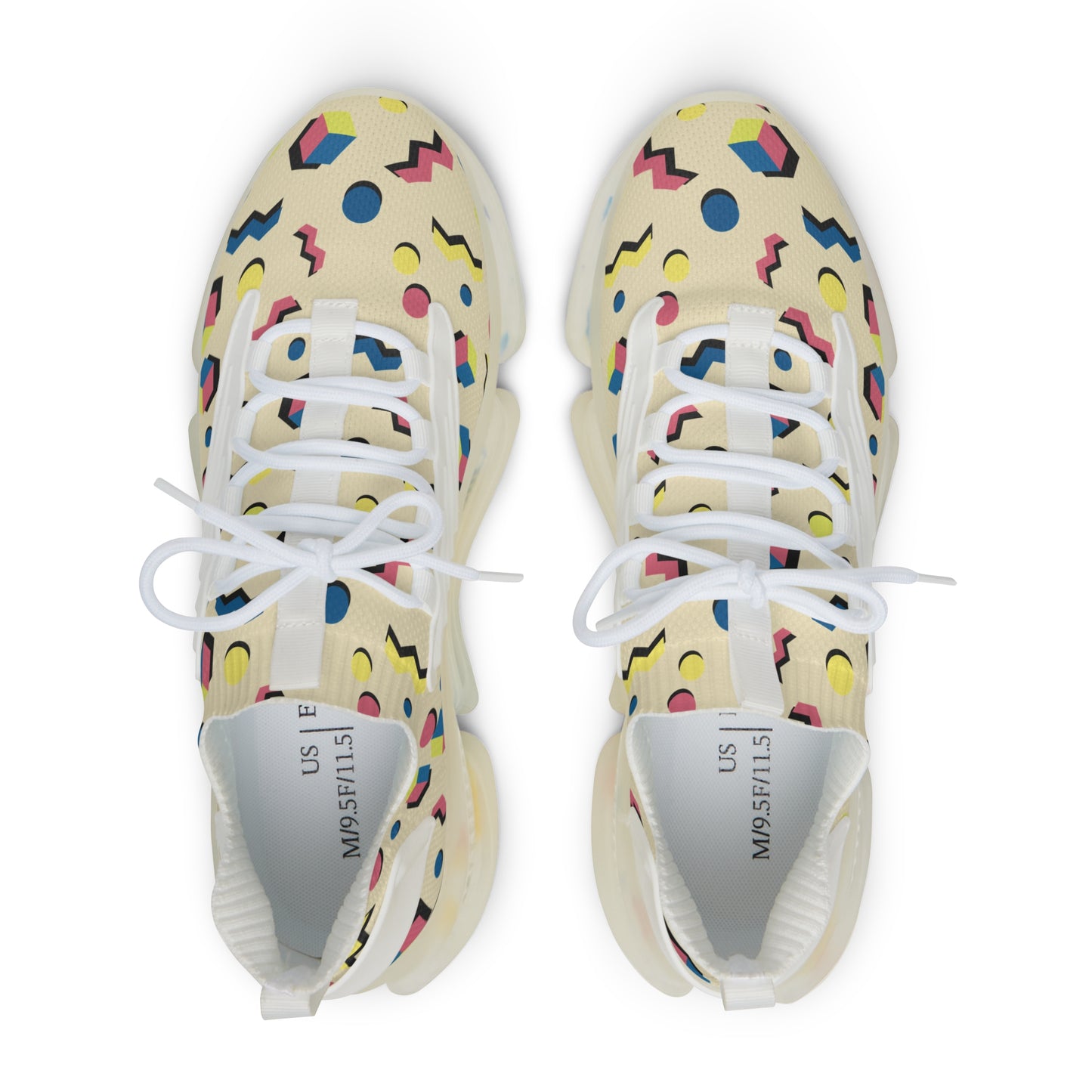 Men's Retro Geometric Mesh Sneakers — 90s Memphis Pattern Athletic Shoes