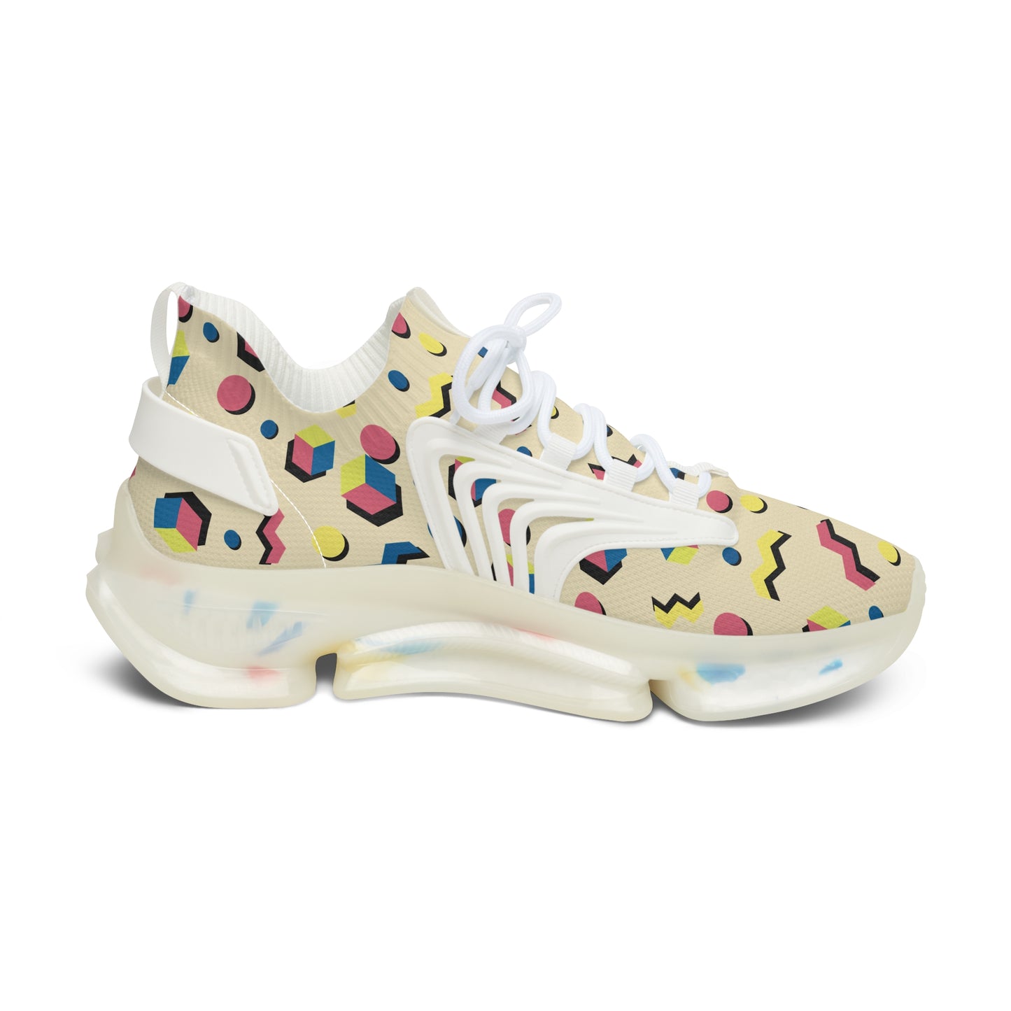 Women's Retro Geometric Mesh Sneakers — 90s Memphis Pattern Athletic Shoes