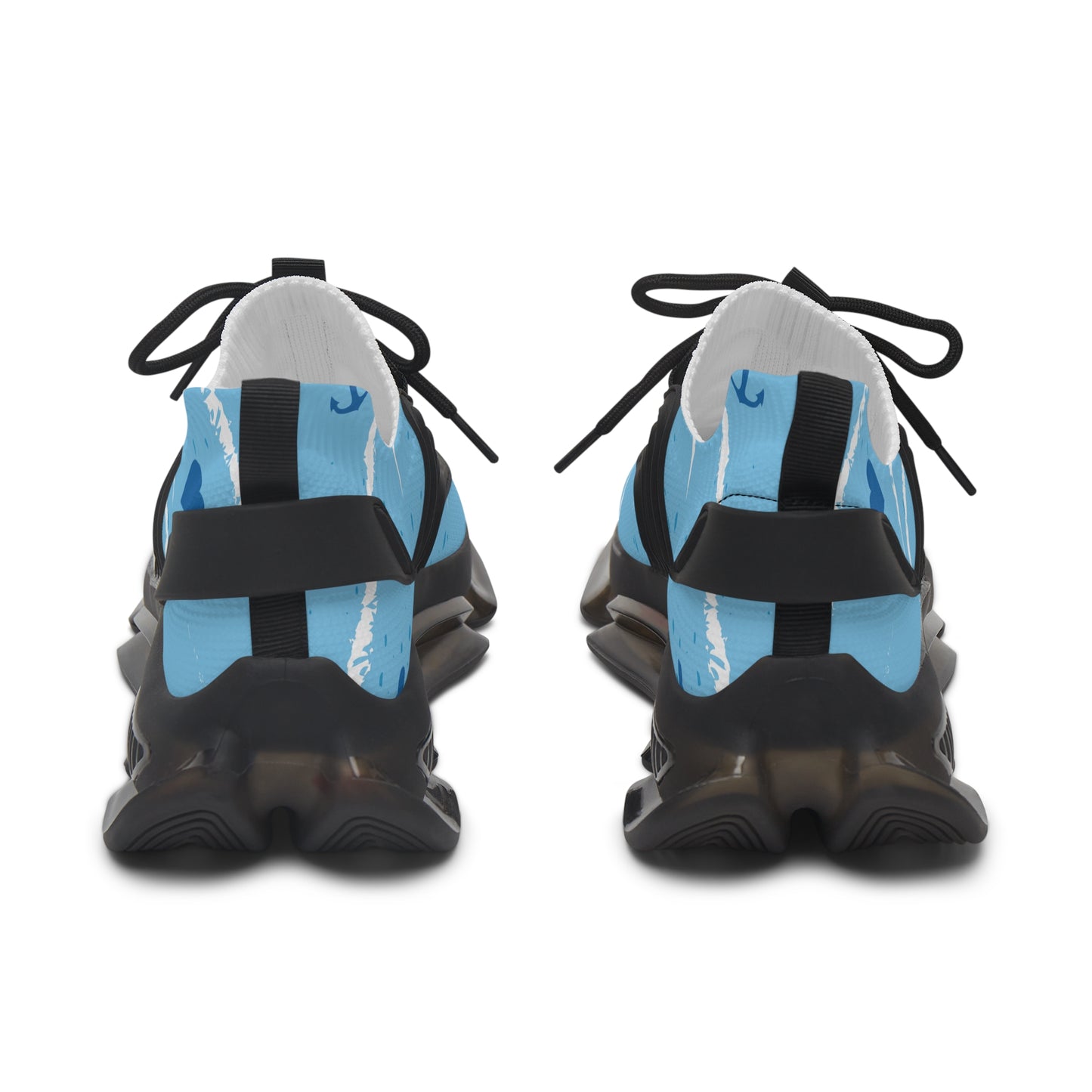Women's Mesh Sneakers — Light Blue Nautical Anchor Athletic Shoes