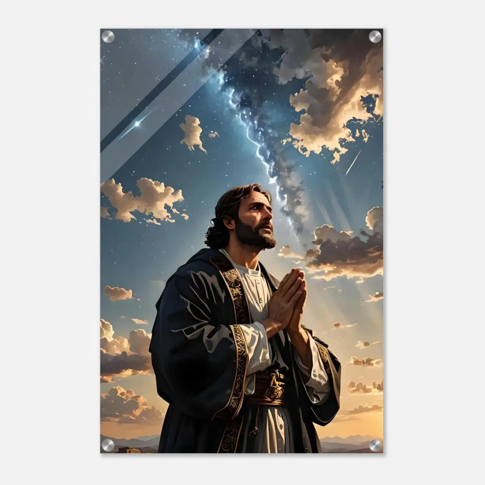Religious art print titled Prayer to the Cosmos on Acrylic Print by PixiOnyx