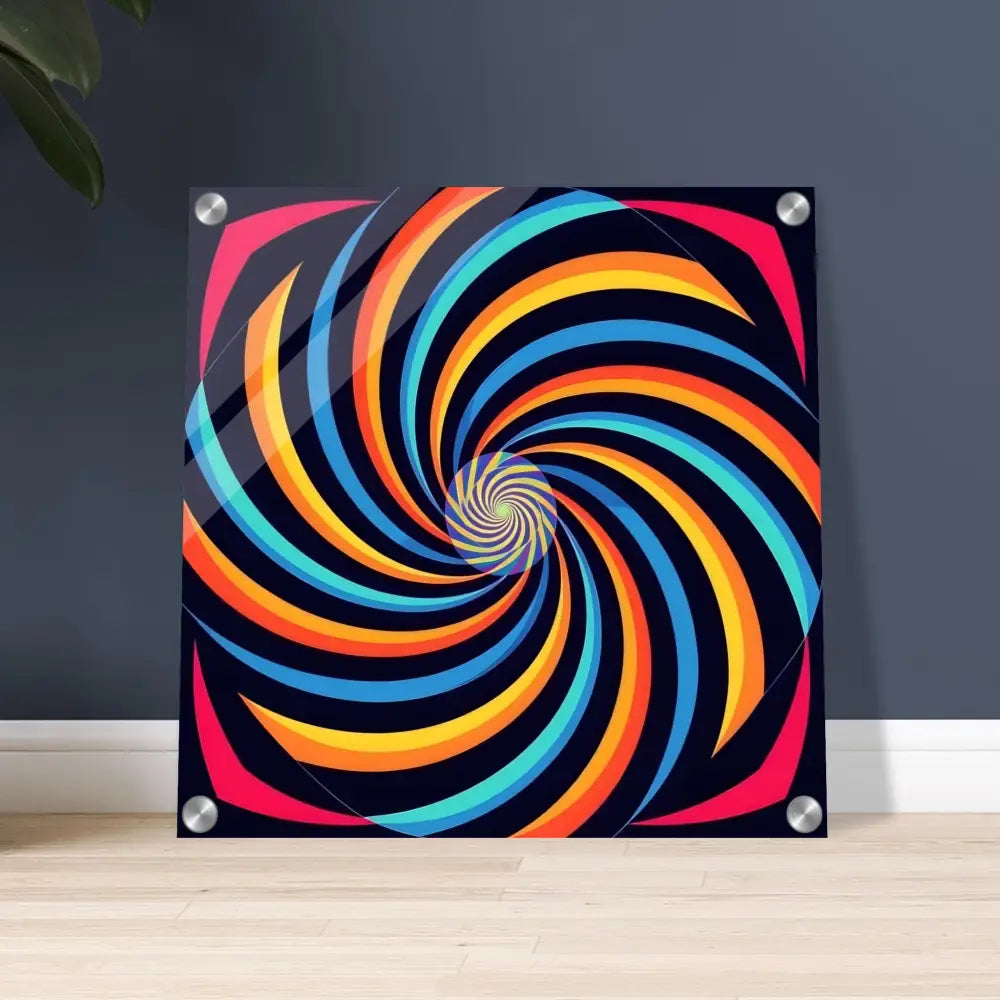 Colorful spiral wall art acrylic print named Spirograph Swirl by PixiOnyx Crystal Clarity