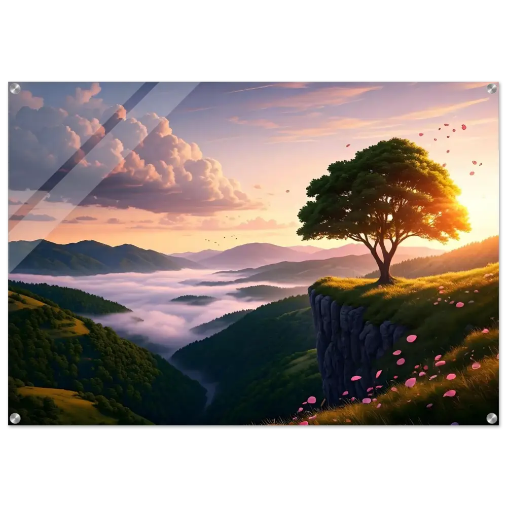 Framed landscape painting for Acrylic Print The Edge of Dawn PixiOnyx Crystal Lightscape