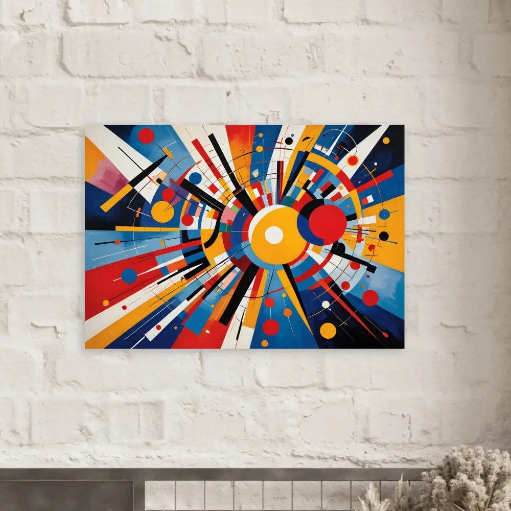 Abstract geometric painting displayed on Aluminum Print Celestial Motion PixiOnyx
