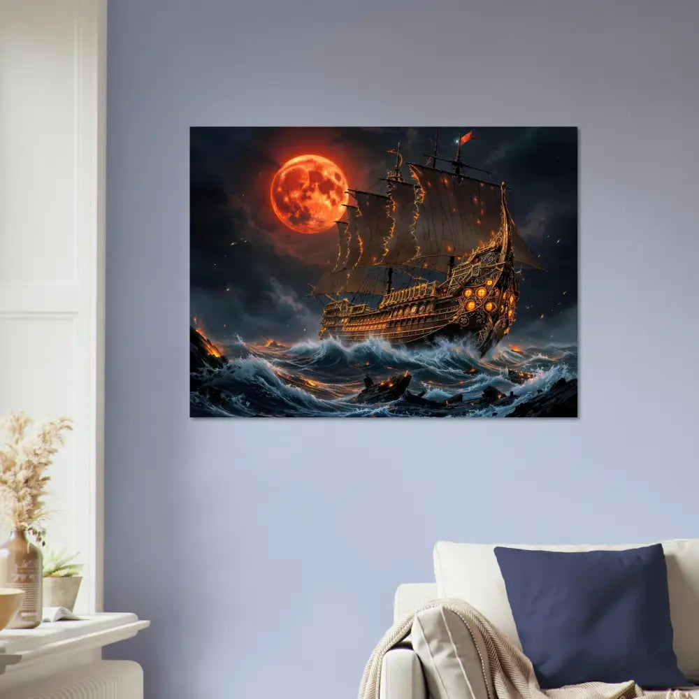 Aluminum Print Crimson Reign featuring spectral armada glows under blood moon armada scene