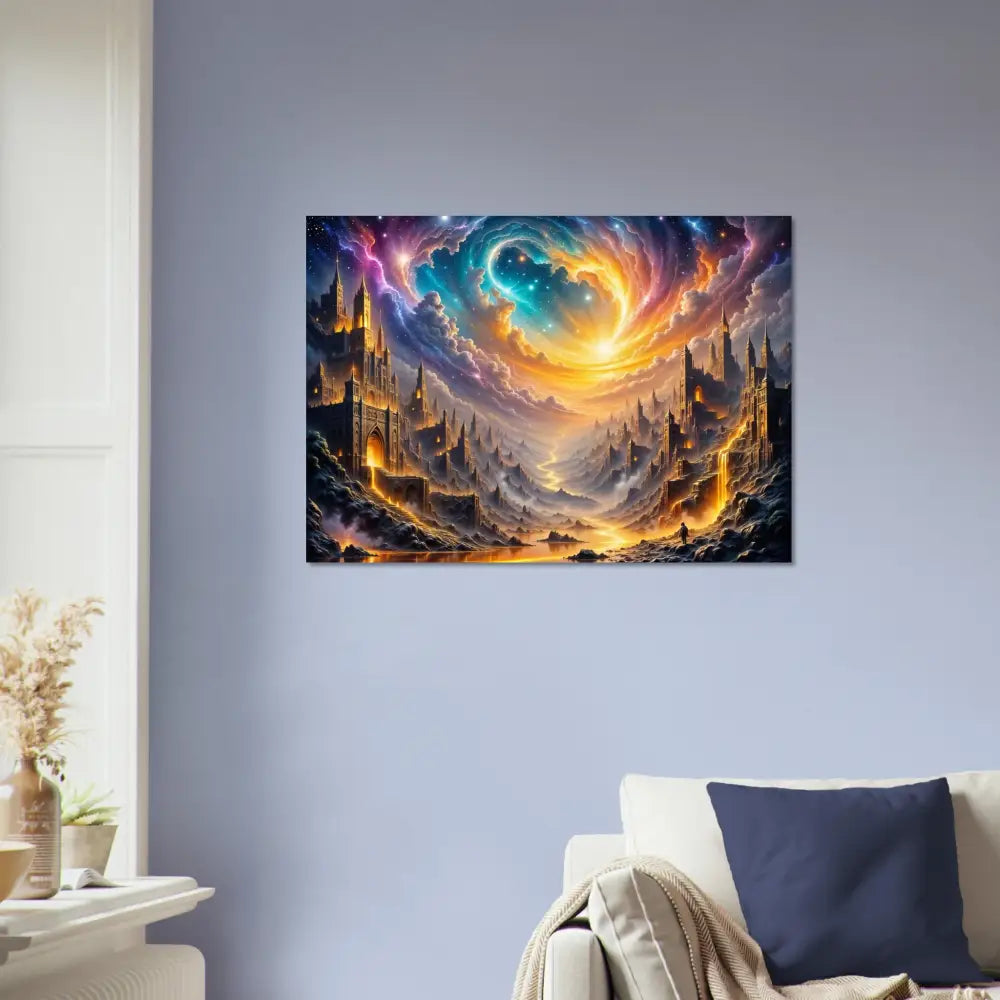 Aluminum Print Eclipsed Citadel Glow PixiOnyx Luminous Realm fantasy landscape canvas