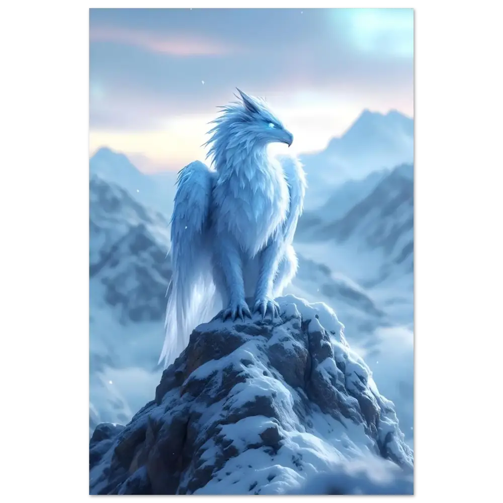 Icy white griffin Aluminum Print Frostpeak Gryphon PixiOnyx Ultra-Detailed Fantasy Spectacle