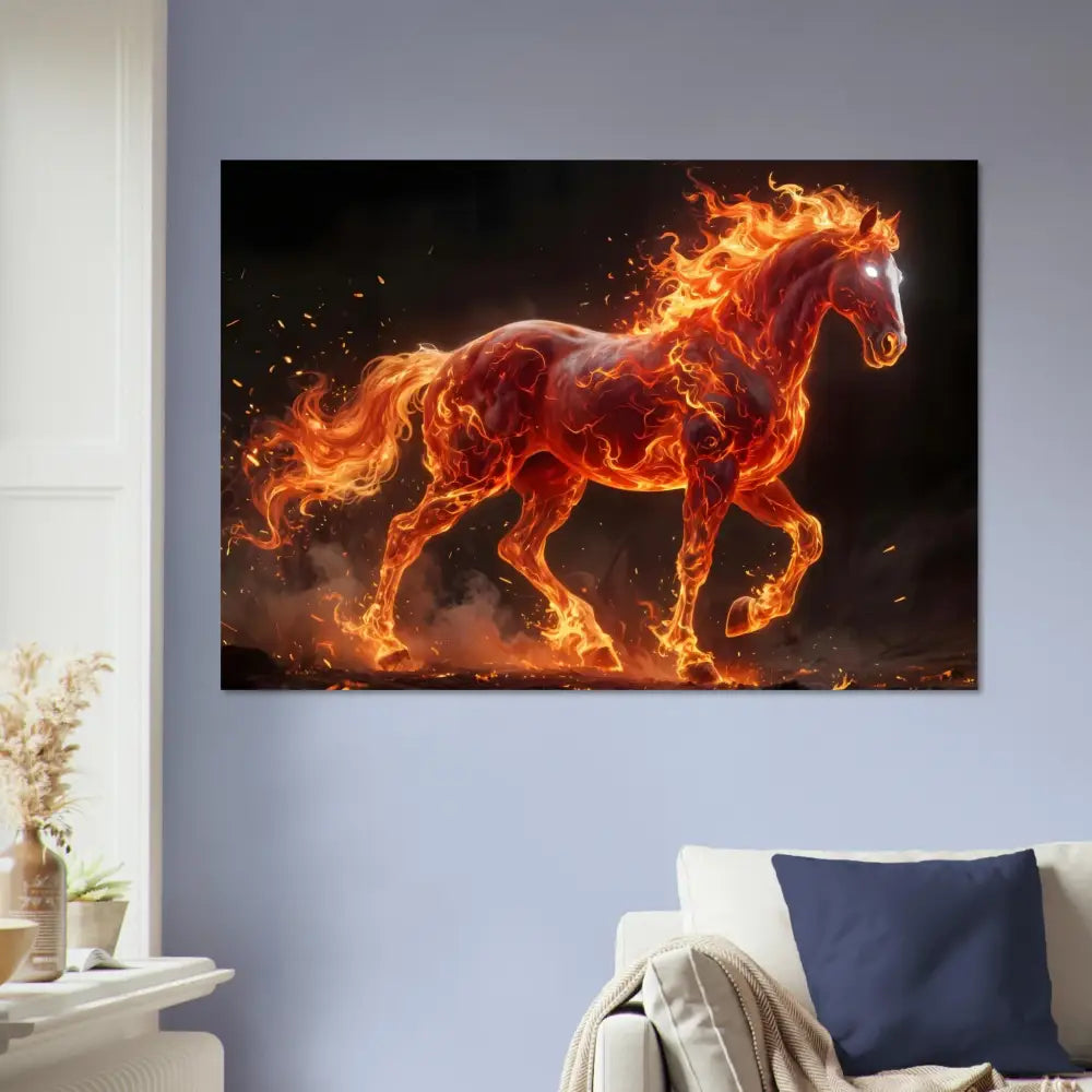 Vibrant Aluminum Print of Inferno Stallion Roars from PixiOnyx Luminous Fury