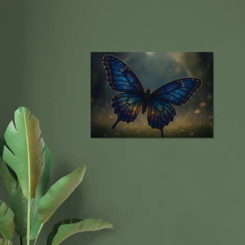 Blue butterfly artwork on Aluminum Print Luminara Ascend by PixiOnyx Chromatic Fusion