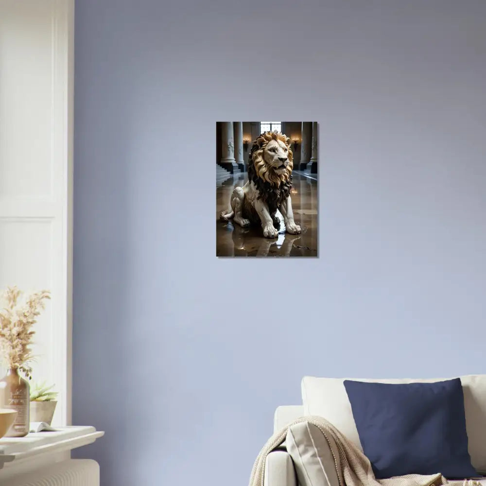 Aluminum print of Marble Lion wall art from PixiOnyx Regal Sculpture Series