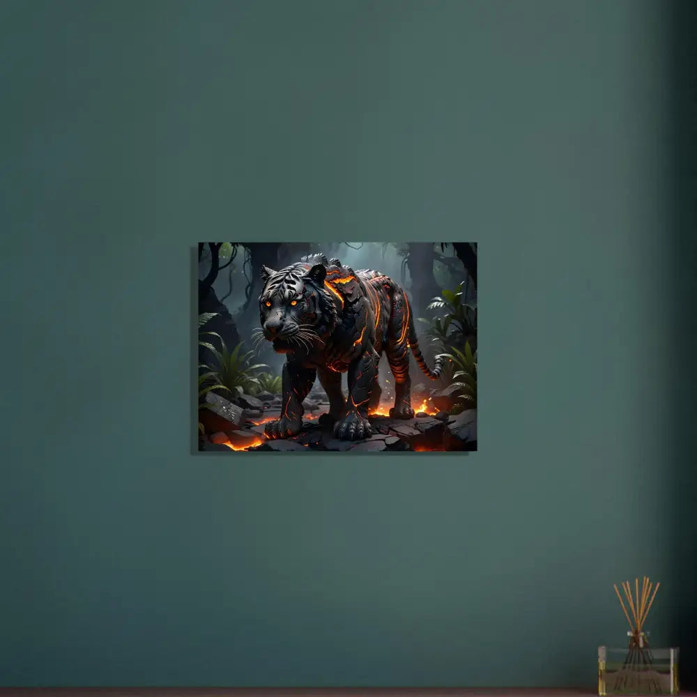 Volcanic tiger art print on aluminum with metallic finish in PixiOnyx Molten Majesty collection