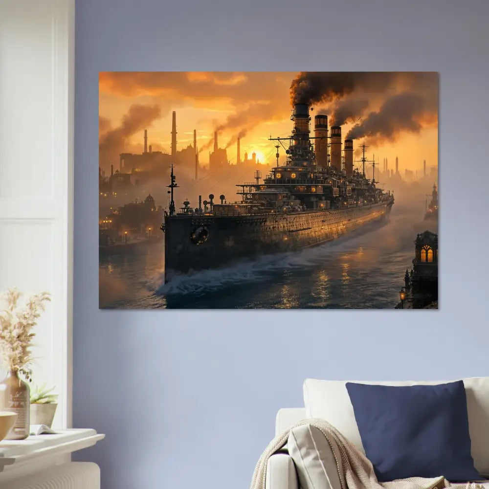 Aluminum print of battle-borne beast rendered Steel Leviathan at Dusk PixiOnyx Metalcore Reflection