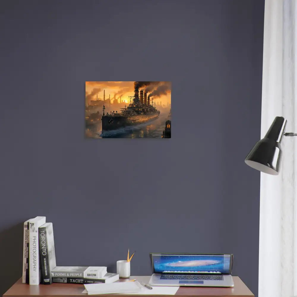 Aluminum print of battle-borne beast rendered Steel Leviathan at Dusk PixiOnyx Metalcore Reflection