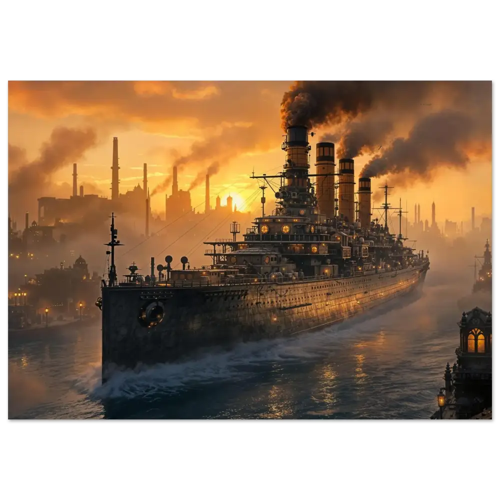 Aluminum print of battle-borne beast rendered Steel Leviathan at Dusk PixiOnyx Metalcore Reflection