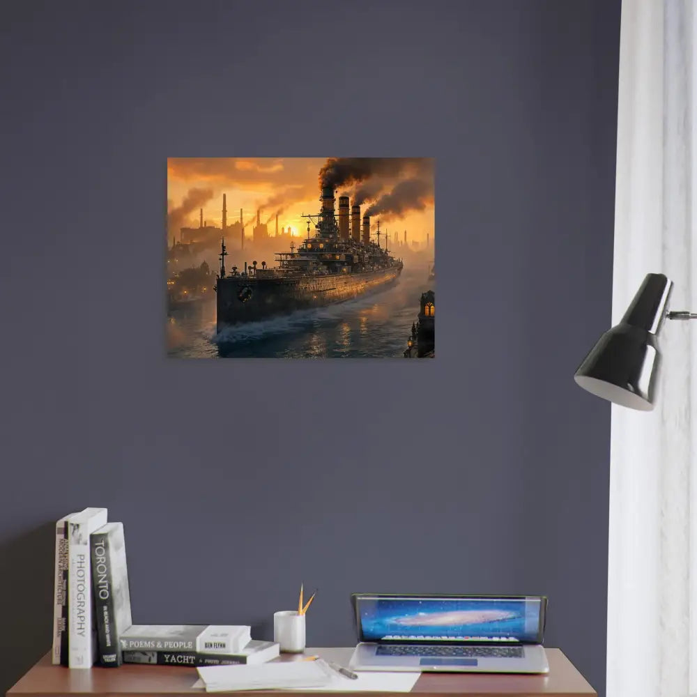 Aluminum print of battle-borne beast rendered Steel Leviathan at Dusk PixiOnyx Metalcore Reflection