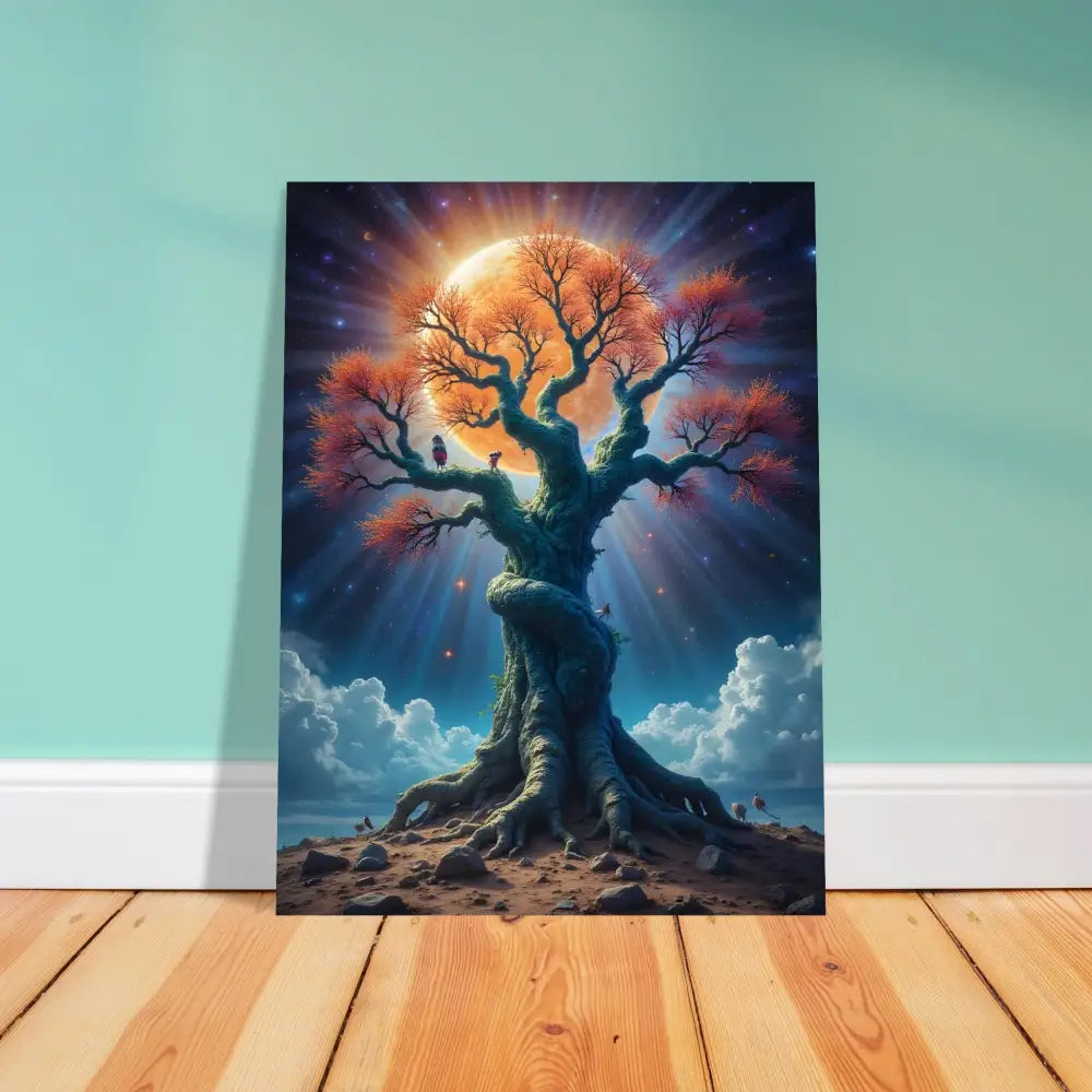 Vibrant Tree of Life art print on Aluminum Tree of Light Print Cosmic Roots Metal Wall Art