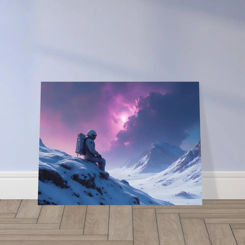 Astronaut silhouette overlooking mountain landscape canvas art for Astronaut Poster Void Solitude