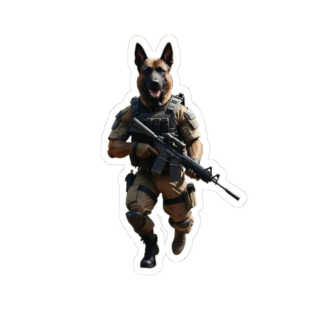 German Shepherd soldier tactical military dog art on Battlehound Vanguard Kiss-Cut Sticker