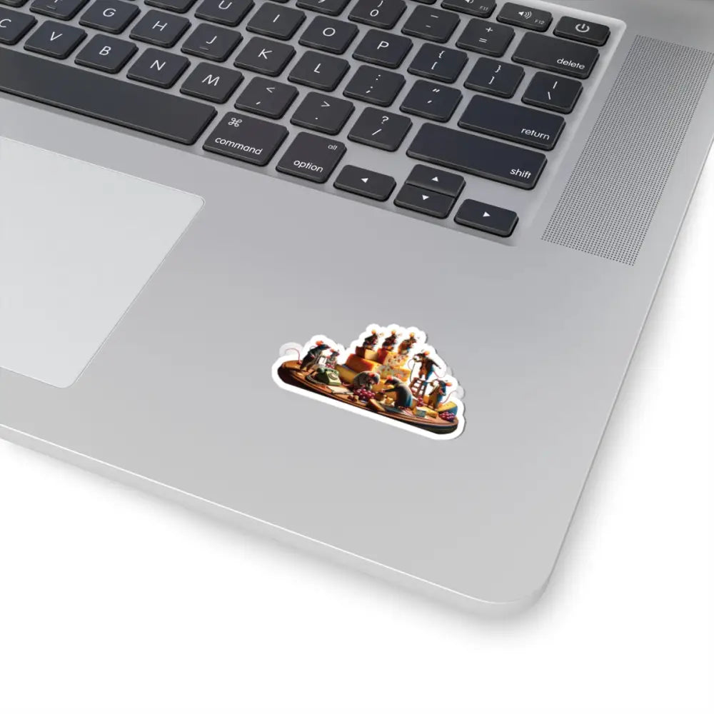 Dog sticker in a carriage from Boardroom Brie-Down Cheese Mafia Mouse Vinyl Decal