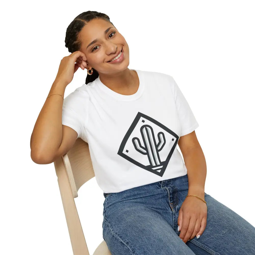 Woman wearing a white T-shirt and blue jeans showcasing ultimate comfort in eco-friendly ring-spun cotton