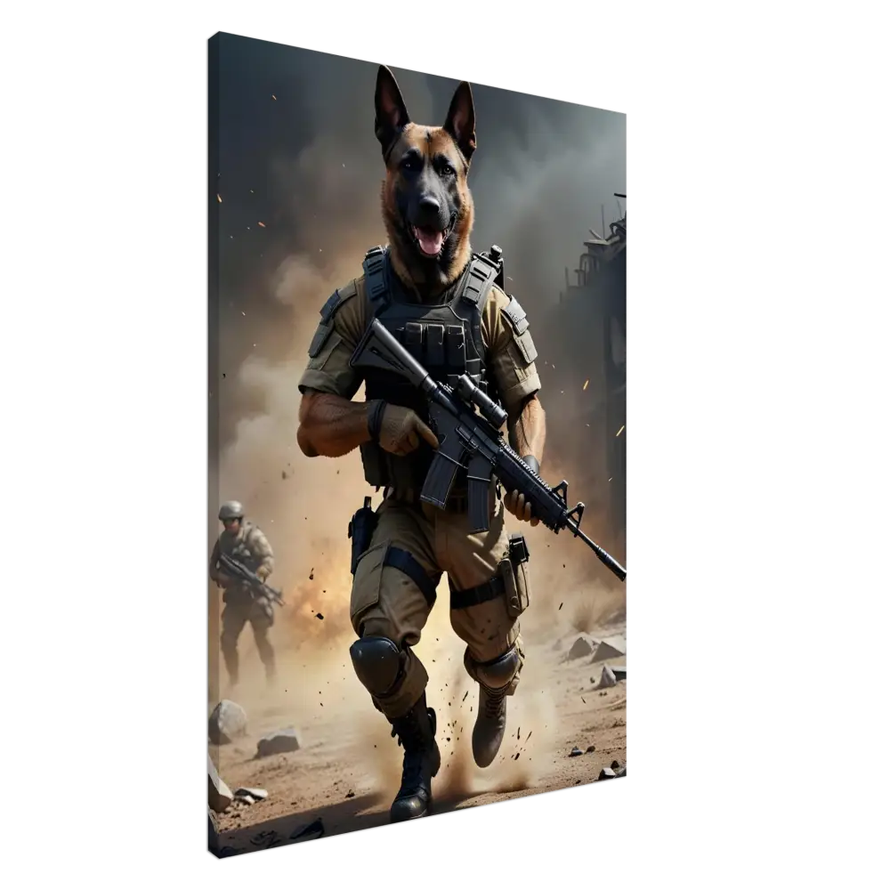 Anthropomorphic German Shepherd soldier from PixiOnyx Canvas Battlehound Vanguard collection